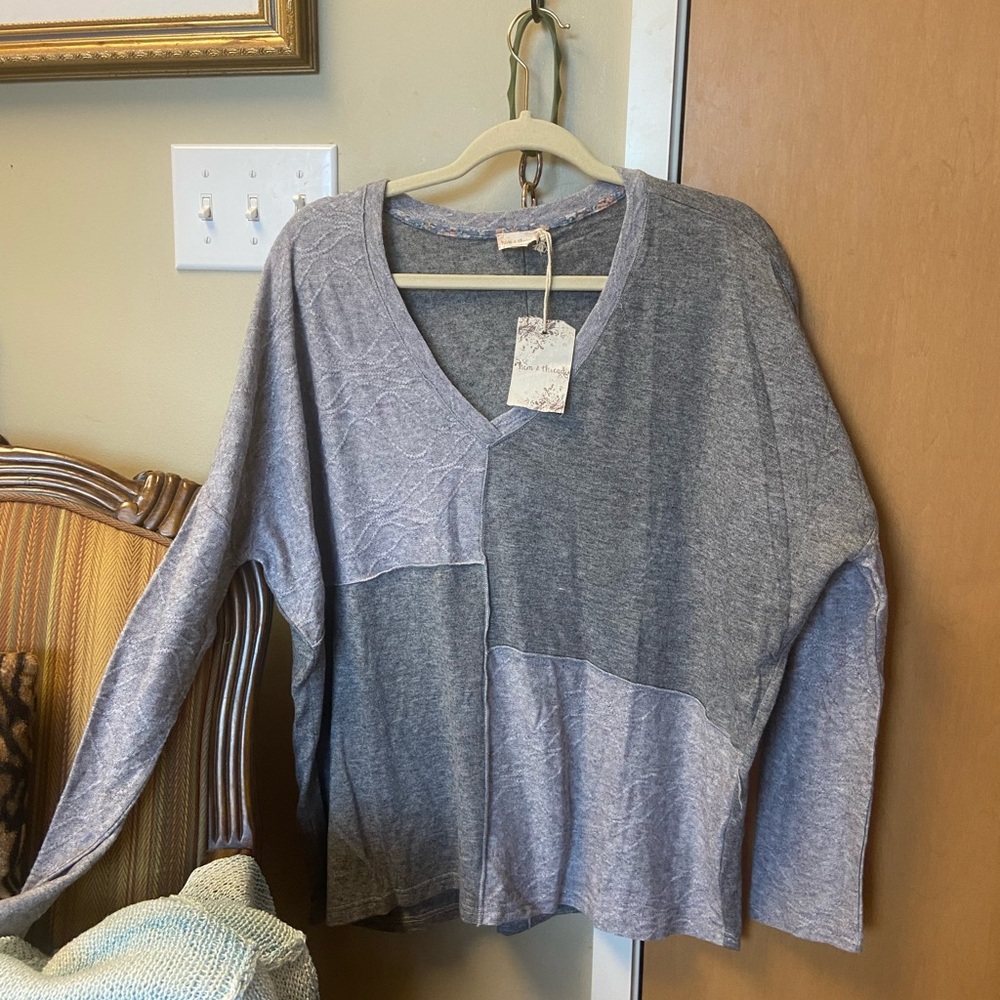 Hem & Thread colorblock lightweight sweater nwt size large